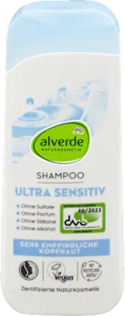 Alverde Naturkosmetik Shampoo Ultra Sensitive | 1x 200 ml - Zonder sulfaten, zonder parfum, zonder alcohol en zonder siliconen