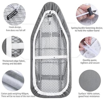 Gewatteerde strijkplankhoes 12,5" x 32" – Scorch Resistent, Katoen met Padding en Warmte Reflecterende Heavy Duty Pad