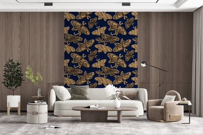 Behang - Fotobehang Patroon - Muziek - Vlinders - Breedte 165 cm x hoogte 220 cm