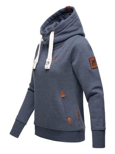 Navahoo Dames Hoodie Namikaa – Warme Trui met Hoge Kraag & Kunstleren Details