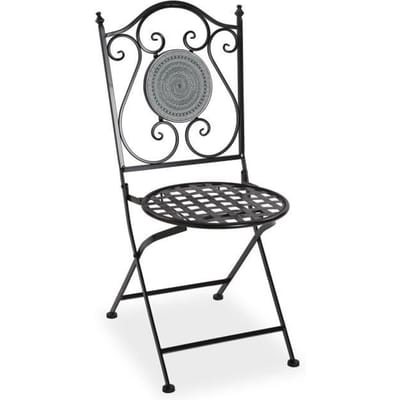 Tuinstoel Trumpington - 92 x 50 x 39 cm - Metaal mozaïekpatroon - Zwart en grijs - Versa grijs
