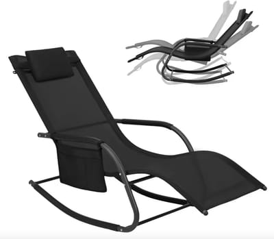 Varnox Ligstoel - Lounge stoel - Schommelstoel - Lounge bed - Tuinstoel - Ligbed - Zwart