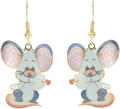 Behave - Oorhangers dames - muizenmotief - grijs - 4,5 cm