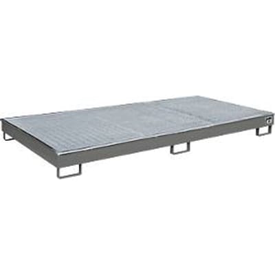 Bauer legbordbak RW-GR 2700-1 PE, met PE inzet en rooster, L 2665 x B 1315 x H 210 mm, gelakt, muisgrijs RAL 7005