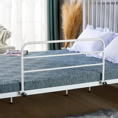 Bed Veiligheidsleuning - Hulpbeugel Bed - Valbescherming Bed - Stevig Koolstofstaal - 40x80 cm - Wit