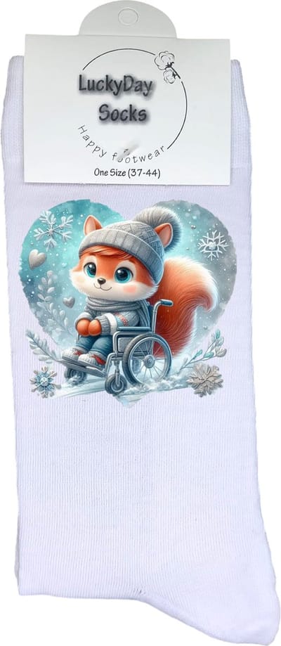 Vos - Opkikkertje - Rolstoel - Grappige sokken - Valentijn cadeau - Verjaardag cadeau - Kerst cadeau - Grappige sokken - Leuke sokken - Winter - Vrolijke sokken - Kerst sokken - Vaderdag - Moederdag - Socks maken Happy - 37-44