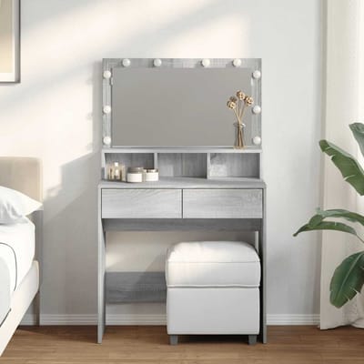 vidaXL - Kaptafel - met - LED - 80x41x134,5 - cm - grijs - sonoma - eikenkleurig
