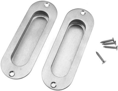 2 x Inlaat handgreep voor schuifdeur van echt roestvrij staal met schroeven 120 x 40 mm, duurzaam en modern ontwerp