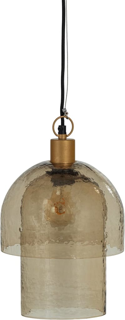 WOOOD Gigi Hanglamp Dubbele Kap - Gehamerd Glas - Naturel - 31x22x22