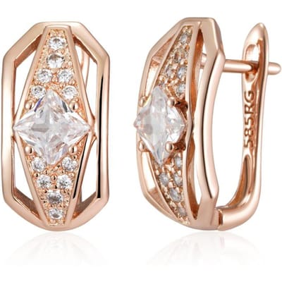 Boucle d'oreille pendante couleur or rose pour femme, entièrement brillante, zircon naturel, accessoires, bijoux fins quotidiens, cadeau en cristal