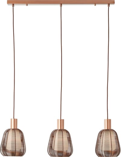 Brilliant lamp Wallace 3-lichts hanglamp koffie donker metaal/bruin hout 3x A60, E27, 40W
