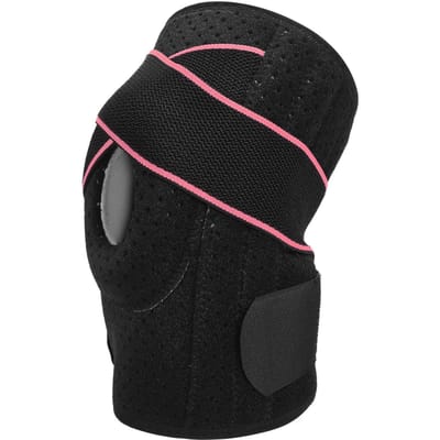 Sport Kniebeschermers Verstelbare Ademende Kniebrace met Zijstabilisatoren voor Meniscusscheur Mannen Vrouwen roze