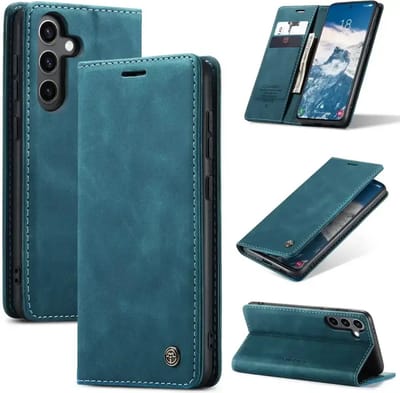 CaseMe Geschikt voor Samsung Galaxy S25 Plus - Book Case Hoesje met Standaard - Blauw