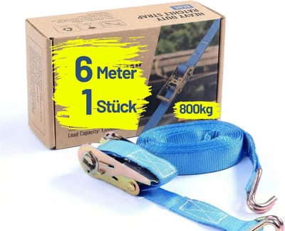 Spanband met haken - Sjorband set - Lading vastzetten - Hoge belastbaarheid - 6 meter 800 kg - Blauw