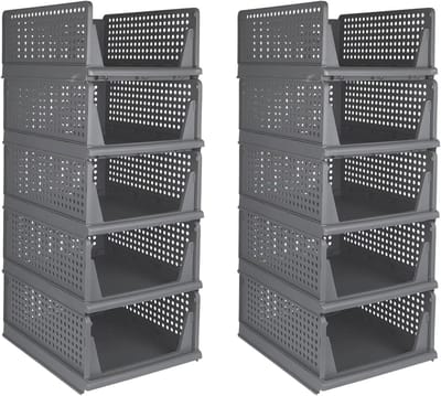 Lade Organizer - Opbergdozen - Kleding Opbergen - Stapelbaar Ontwerp - 33 x 42 x 90 cm - Grijs