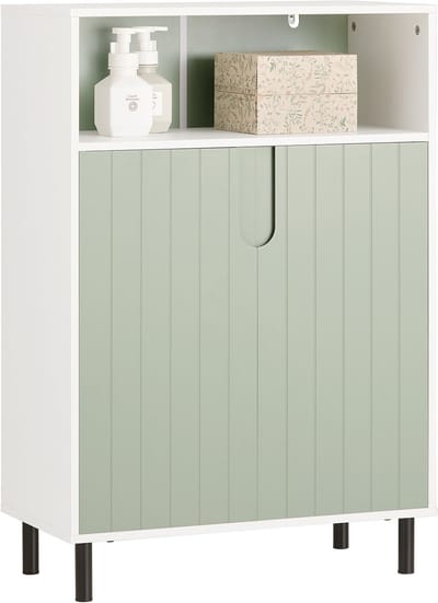 SoBuy BZR138-GR Badkamerkast, Lage Kast, Smal Badkamerkastje, Halfhoge Opbergkast, Badkamermeubel