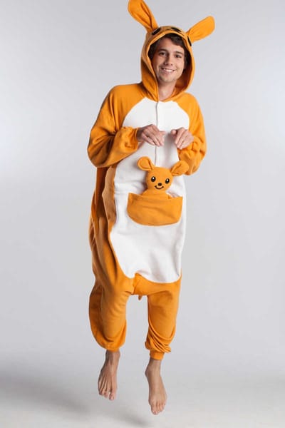 KIMU® Onesie Kangoeroe Pak - Maat XL-XXL - Kangoeroepak Kostuum Oranje Buidel - Australië Jumpsuit Huispak Dierenpak XXXL 3XL Dames Heren Festival