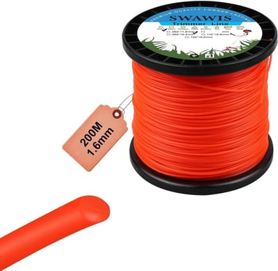 Trimmerdraad 16 mm/200 m ronde reserve trimmer nylon draad voor grasmaaier bosmaaier - wiet gras tuin - oranje-rood