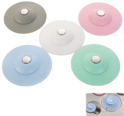 5 stuks-Afvoerstop - anti-verstopping - afvoerstop voor gootsteen - accessoire voor gootsteen - geschikt voor keukens, badkamers en toiletten - grijs-blauw-groen-roze - wit - 10*3,8 cm