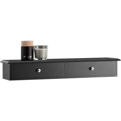 SoBuy FRG43-SCH Wandkast Badkamer - Zwart Houtcomposiet met Laden & Plank