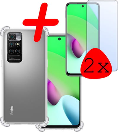 Hoesje Met Screenprotector - 2 Stuks - Geschikt voor Xiaomi Redmi 10 2022 - Sterk & Shockproof - Siliconen Case - Back Cover - Telefoon Hoes - Shock Proof - Transparant
