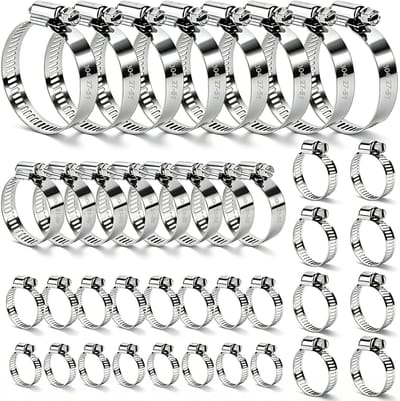 40 stuks slangklemmen van 6-51 mm, roestvrij staal schroefklemmen voor leidingen, wasmachine en zwembadgebruik, 7 maten beschikbaar