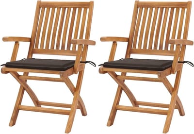 Tuinstoelen Inklapbaar - Houten stoelen Klapstoelen - Buiten Zitten - Met Kussens - 56 x 58 x 88 cm - Houtkleurig