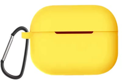 Geel AirPods hoesje - Siliconen case geschikt voor AirPods Pro - Hoesje met karabijnhaak - Hoesje geschikt voor AirPods pro - Siliconen Beschermhoesje - Geel - CHPN