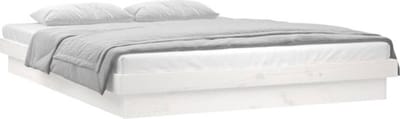 vidaXL - Bedframe - LED - massief - hout - wit - 120x200 - cm