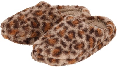 Apollo Instap sloffen - bruin - luipaard print - pantoffels - antislip zool 37-38