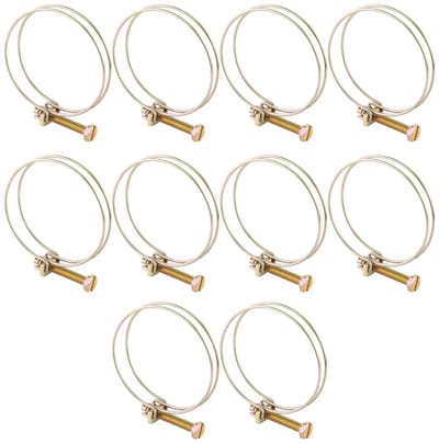 Dailygoods- Slangklem 10 Stuks - Verstelbaar - Dubbele Draad - Sterke Klemkracht - Zinkcoating - Maat 59 mm-64 mm - Klem