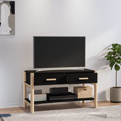 vidaXL - Tv-meubel - 82x38x45 - cm - bewerkt - hout - zwart