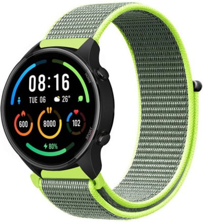 Strap-it Smartwatch bandje nylon - geschikt voor Xiaomi Watch S1 (Active/Pro) / Watch 2 Pro / Watch S3 / Mi Watch / Amazfit Balance / Bip 5 - fluoriserend