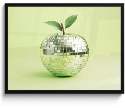 Fotolijst inclusief poster - Posterlijst 70x50 cm - Posters - Groen - Disco - Decoratie - Appel - Foto in lijst - Keuken decoratie muur - Wanddecoratie accessoires - Muurdecoratie - Schilderijen