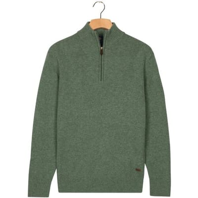 Baileys Trui Lambswool Half Zip Argyle Jacquard Knit Dark Forest / male