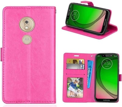 LuxeBass Hoesje geschikt voor Motorola Moto G7 Play hoesje book case roze - telefoonhoes - gsm hoes - telefoonhoesjes