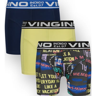 Vingino Boys B-so26 Color 3 Pack Boxer Dark Blue Size: M | Underwear & Socks Outlet | Unisex | Geel