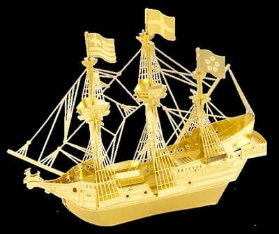 Metal Earth Modelbouw 3D Gouden zeilschip driemaster Golden Hind - Metaal