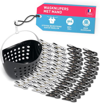40 Wasknijpers Set met Handige Bewaarmand - Kleurvast en UV-bestendig