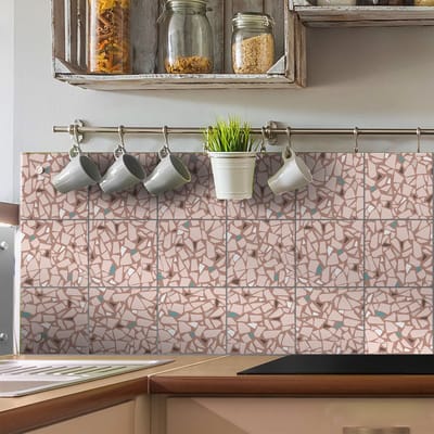 Muurstickers - Zelfklevende tegelmuurstickers voor keuken en badkamer - TERRAZZO ARQUATO - 9 stickers 10x10cm
