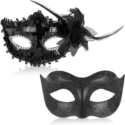 Elegante Venetiaanse Maskers voor Stellen, Set van 2, Perfect voor Carnaval, Feestjes en Cosplay