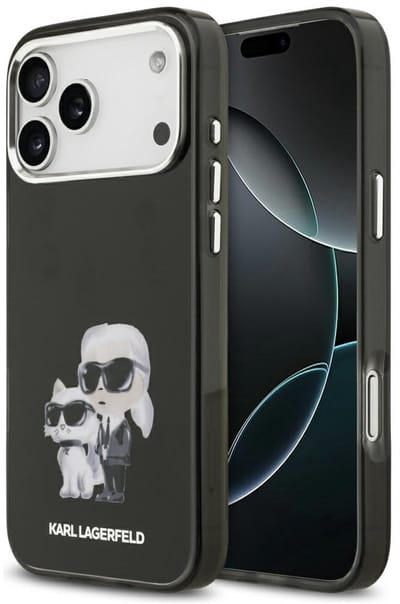 Karl Lagerfeld IML Aquarelle Karl & Choupette & Logo MagSafe Case for iPhone 17 Pro - Black