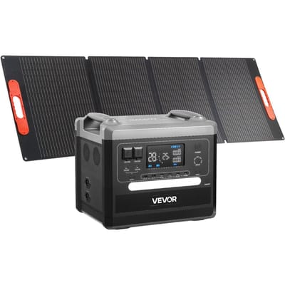 Station d'énergie portable, Générateur solaire portable 2400W avec panneau solaire pliable 200W, Batterie de secours LiFePO4 extensible 2160Wh avec 10 ports de sortie &