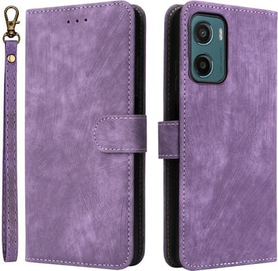 Coverup Hoesje - Geschikt voor Motorola Moto G05 / E15 Hoesje - Coverup Book Case met Koord - Paars