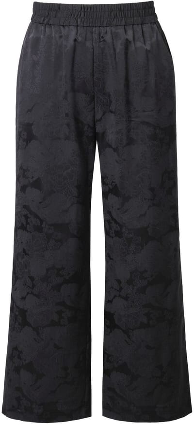 Studio Untold - Dames - Broek wijde pijpen gebloemde jaquard-crêpe - Zwart - Maat 42