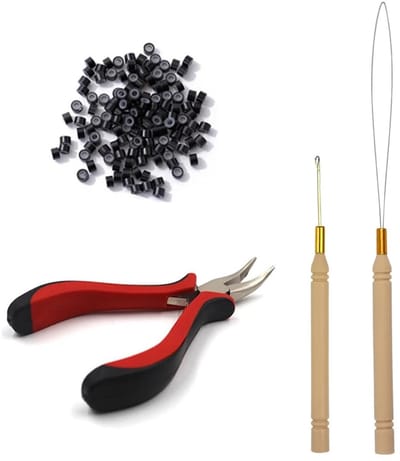 JHUBERS- Microring Haarverlenging - Set met 200 Ringen - Haarextensietang - Trekhaak - Parelapparaat - Gemakkelijk te Gebruiken - Haarextensies
