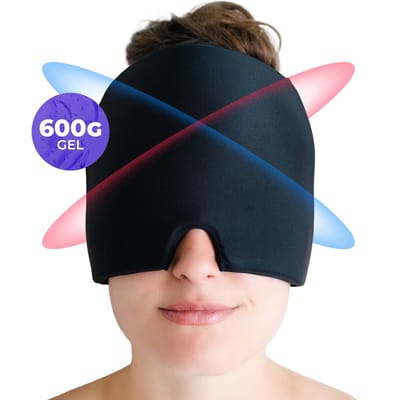 Ryce® Migraine Muts - Masker - Hoofd - Extra Dik 600G - Warmte & Koude Therapie - Hot Cold Pack - Is geen - Pijn - Zwart