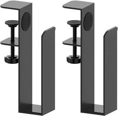 Famanu - Verstelbare bureau-laptopstandaard zijtafel opbergrek Metalen hangende verticale laptopstandaard clip met anti-kras siliconen bureauklem