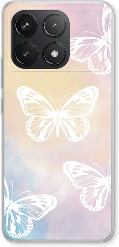 Case Company® - Hoesje geschikt voor Xiaomi Poco F6 Pro hoesje - White butterfly - Soft Cover Telefoonhoesje - Bescherming aan alle Kanten en Schermrand