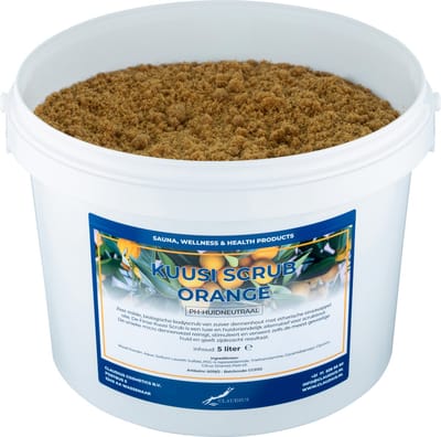 Kuusi Scrub Orange - 10 liter - met Etherische Sinaasappel Olie - Hydraterende Lichaamsscrub
